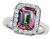 3.50 cts 925 Sterling Silver 14K White Gold Plated Genuine Emerald Cut Mystic Rainbow Topaz Ring