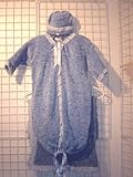Knitted on Hand Knitting Machine Baby Denim Chenille Finished By Hand Crochet with Light Blue Infant Boys Gita Bunting and Hat Set and Large 32 Inch By 46 Inch Matching Blanket