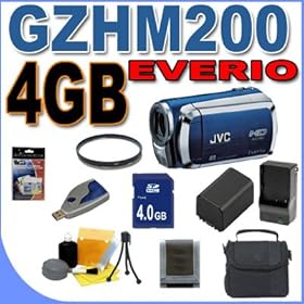 JVC Everio GZ-HM200 Dual SD High-Def HD Camcorder (Blue) BigVALUEInc Accessory Saver 4GB Filter Battery/Charger Bundle