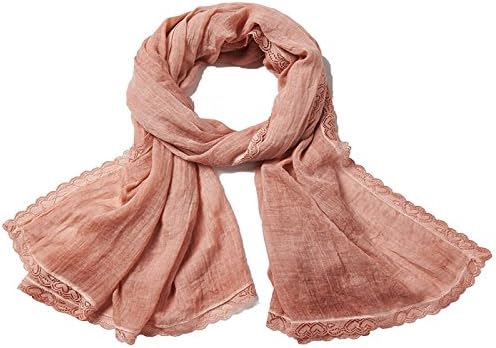 Women Blending Solid Scarf Sheer Infinity Wraps Beach Cover Lace Crinkle Shawls Nude Pink