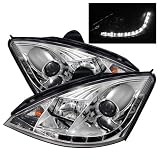 Ford Focus 00 01 02 03 04 DRL LED Projector Headlights - Chrome (Pair)