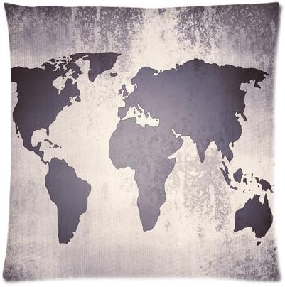 Home Decor Personalized Retro Art Print Ancient World Map Zippered Throw Pillow Cover Cushion Case 16x16 (one side)