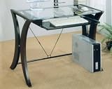 Cappuccino Computer Desk With Glass Top