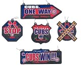 Chicago Cubs Baseball Metal Street Sign Christmas Ornaments 5 Pack