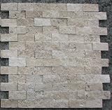 Split Face 1x2 Classic Beige Travertine For Kitchen Bathroom backsplash & Exterior Use