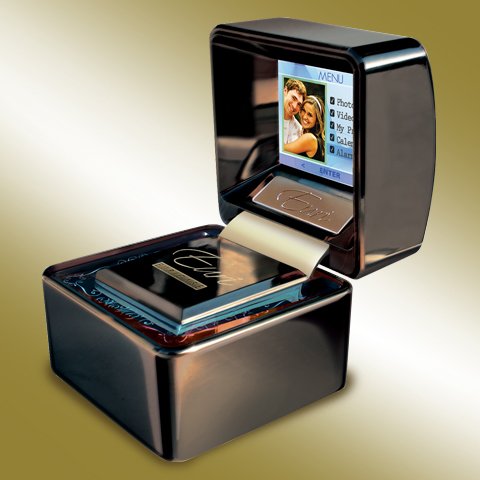 Euricase - Ring Box (Jewelry Keepsake) with LCD for Videos, Audios & Pictures (Silver)