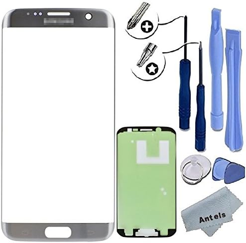 Antels Front Outer Glass Lens Screen Replacement For Samsung Galaxy S7 Edge G935V G935P G935F G935T G935A + Tool Kit + Adhesive Tape + Cloth (Silver)