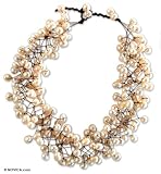 Pearl choker, 'Ivory Halo' 1.2 W 15.8 L
