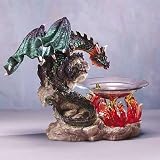 Alabastrite Dragon Oil Burner on Fire - Style 34304