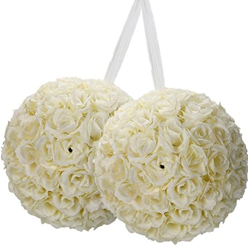 10 Pack Romantic Rose Pomander Flower Balls Rose Bridal for Wedding Bouquets Artificial Flower DIY Ivory
