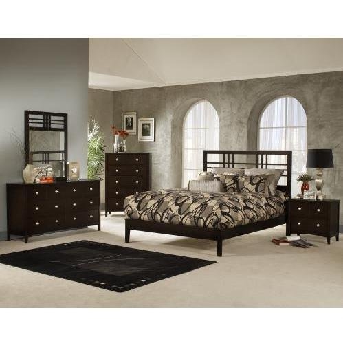 Tiburon Kona Platform Bed Set - Queen Bed, Nightstand, Chest, Dresser And Mirror