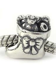 .925 Sterling Silver " Christmas Stocking " Charm Bead Compatible with Pandora Chamilia Kay Troll Bracelet