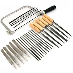 Needle Files Tweezers Saw Frame Blades Jeweler 27Pc Set