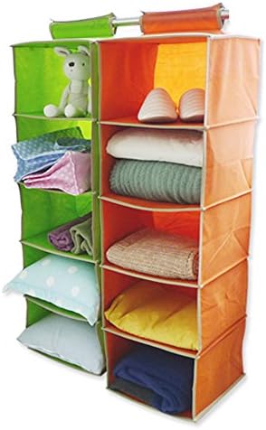 2 packs of Home and House 5-Shelf Hanging Closet Shelves Organizer for Accessory, Clothes and Shoes