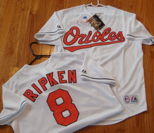 MLB New Cal RIPKEN #8 Baltimore ORIOLES Med Home WHITE Baseball Jersey Majestic