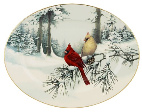 Lenox Winter Greetings Scenic 16-Inch Gold-Banded Fine China Oval Serving Platter Lenox Winter Greetings Scenic 16-Inch Gold-Banded Fine China Oval Serving Platter