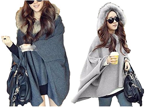 (ランドロップ) landrop フェイク ファー フード 付き ポンチョ 風 コート レディース