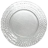 Clear Glass Woven Braid Design Platter 13 1/4"D Set of Two
