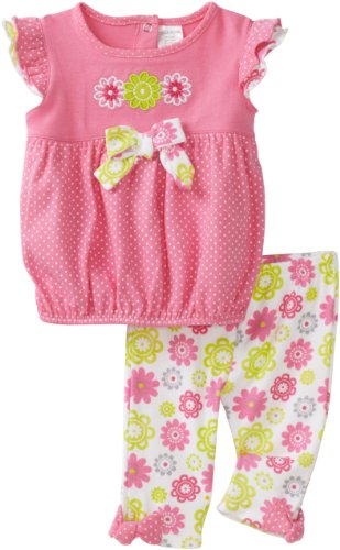 Cutie Pie Baby-girls Newborn 2 Piece Flower T-Shirt and Capri Set