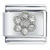 April Diamond Color Birthstone Flower Italian Charm Bracelet