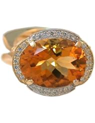 8.33 Ct. Citrine Ring with 1 Cttw. Diamonds in 18 Karat Yellow Gold