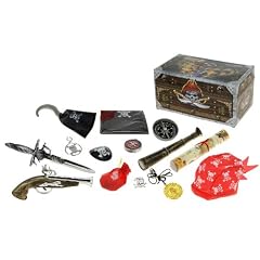 PIRATEN XXL FASCHING SET ca.20 TEILE !!!Set inkl. S�bel, Pistole, Fernrohr, Schatzkarte, Augenklappe, Kompass, Ohrring, Kette mit Anh�nger, Piraten Ring, Geldbeutel, Kopftuch, Flagge, Flachmann, Haken Handprotese!