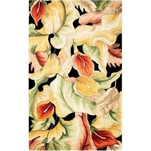 Calla Lilies Area Rug, 5-footx8-foot, BLACK