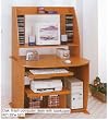 COMPUTER DESK WITH BOOKCASE IN OAK FINISH.