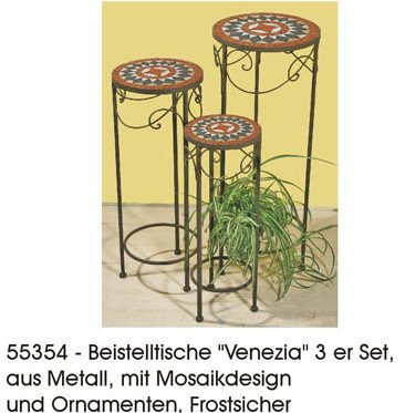 3er Set Beistelltische aus Metall mit Mosaikeinlage 55354