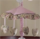 Abby Rose Pink and Brown Musical Baby Crib Mobile