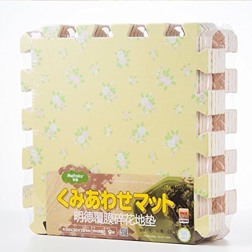 Meikotu EVA Print foam puzzle mat /Waterproof Interlocking Exercise Tiles 12 "X 12" 3/8 "Thick (cream color-flower)