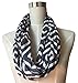 Pop Fashion Shop Women's Infinity Scarf, Geometric Pattern Scarf, Zipper Scarf, Fashion Scarf, Infinity Scarves (Grey)