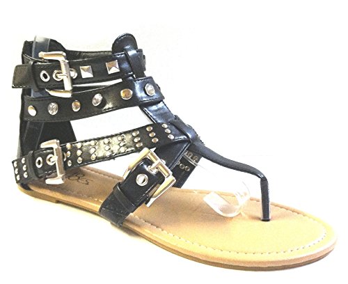 Shoes 18Womens Microsuede Sandals Flat Shoes W/Rhinestones,Studs & Contrast Ankle