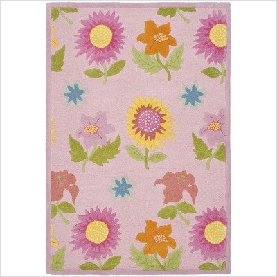 Safavieh Kids Collection SFK371A Handmade Pink New Zealand Wool Round Area Rug, 6-Feet