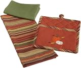 DII Pumpkins Embroidered Potholder Gift Set with Towel and Dish Cloth.