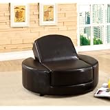 Bicast Leather Dark Espresso Convertible Ottoman Chair