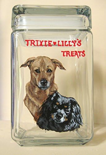 Jar for Dog Biscuits, Custom Painted Canister, Pet Food Storage, Kitchen Decor, Original Art