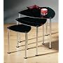Nest of 3 Tables Trianglular Black Glass Tops with Chrome legs