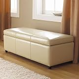 Lorraine Cream Leather Ottoman Storage Bench