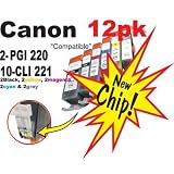 Buy 12pk NON-OEM CLI-221 PGI-220 compatible Ink Cartridge With CHIP! (2) PGI 220...