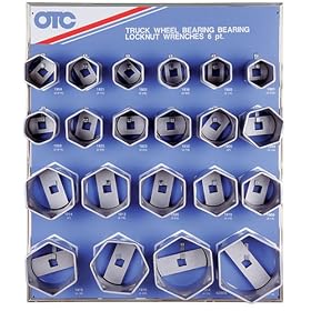 OTC 9850 6 Point Truck Wheel Bearing Locknut Display with 6 Point Sockets