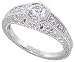 Sterling Silver Vintage Style Engagement ring, w/ a 4mm (.25 ct) Round CZ Stone, 5/16 (8mm) wide