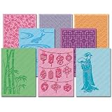 Cuttlebug Embossing Folders, Plum Blossom and Oriental Weave Sets, 8 Folders