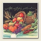 AbsorbaStone Coaster set~ Thanksgiving Cornucopia ~ 4 Tile Drink Coasters ~ code 703C