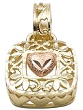 14k Yellow Gold Square w/ Rose Gold Heart Pendant