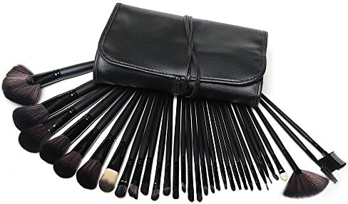 Afunti® Makeup Brushes 32 Pcs Wooden Handle Professional Brush Set Kit with Black PU Leather Pouch For Eye Shadow, Blush, Concealer (Black)