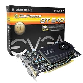 EVGA GeForce  GT 240 Superclocked 512 MB GDDR5 PCI Express 2.0 VGA/DVI/HDMI Graphics Card, 512-P3-1242-LR