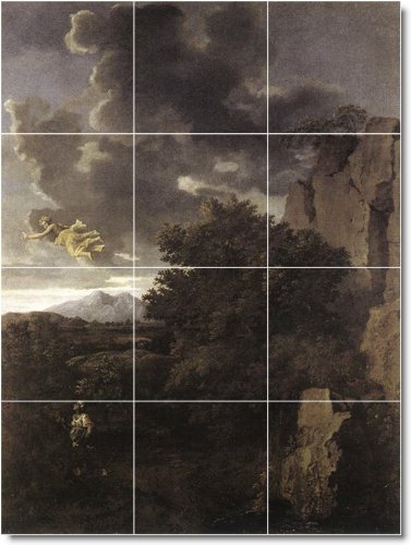 Nicholas Poussin Religious Custom Tile Mural 13. 24x32 inches using (12) 8x8 ceramic tiles.