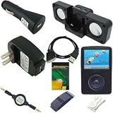 Ultimate Premium Accessory Bundle Combo for Sandisk Sansa Fuze Series MP3 Player: Black Silicone Skin Case, USB 2in1 Data Sync Cable, USB Car Charger, USB Wall Charger, 3.5mm Auxillary Retractable Cable, Belt Clip, Armband, Portable Foldable Speaker Dock, and a Screen Protector