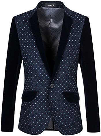 HZMK Men's Dot Blazer Jacket US Size33(Label Asian Size L) Blue